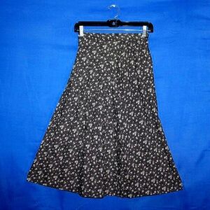 Vintage Worthington Petite Floral Midi Skirt - Women's Size 4P - Black & White -